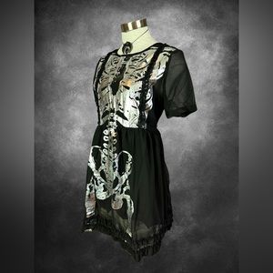 Iron Fist Wishbone Skeleton Goth Halo Black Dress M